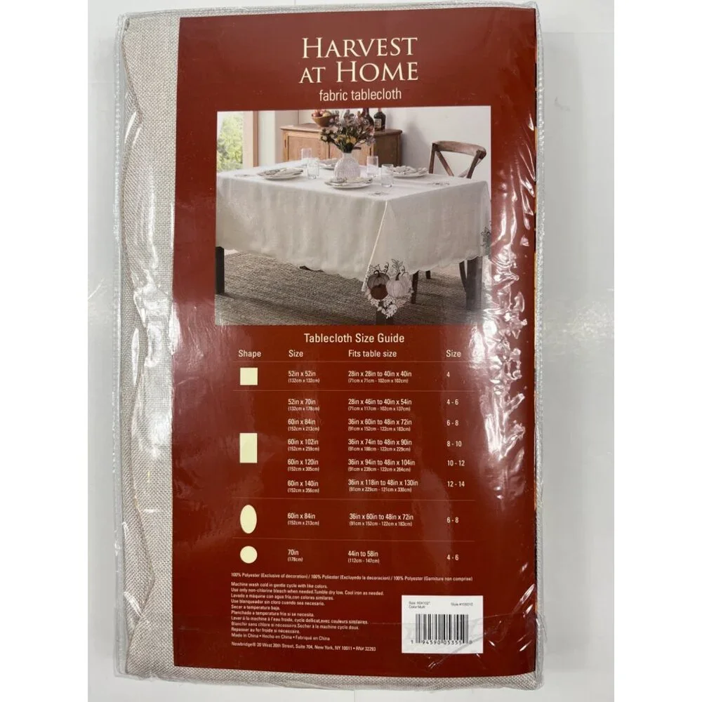 Elrene Fall Pumpkin Foliage Cutwork Embroidered Tablecloth 60 in x 102 in Oblong